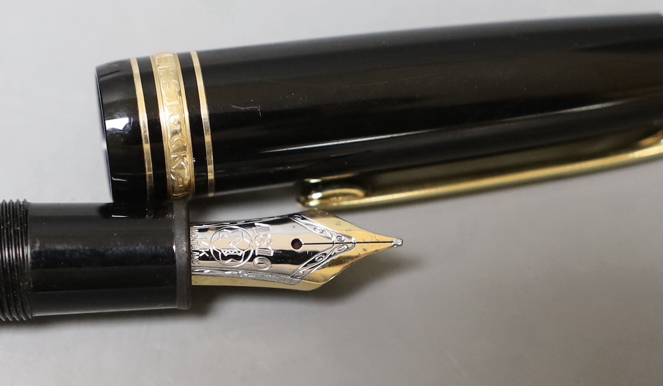 A Mont Blanc Meisterstuck fountain pen and one other fountain pen.